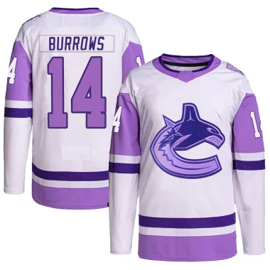 Authentic Alex Burrows White/Purple Vancouver Canucks Hockey Fights Cancer Primegreen Jersey - Youth
