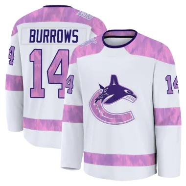 Premium Alex Burrows White Vancouver Canucks 2024 Hockey Fights Cancer Practice Jersey - Men's