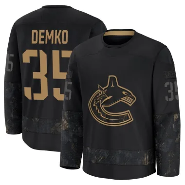 Premium Thatcher Demko Black Vancouver Canucks 2024 Military Appreciation Practice Jersey - Youth